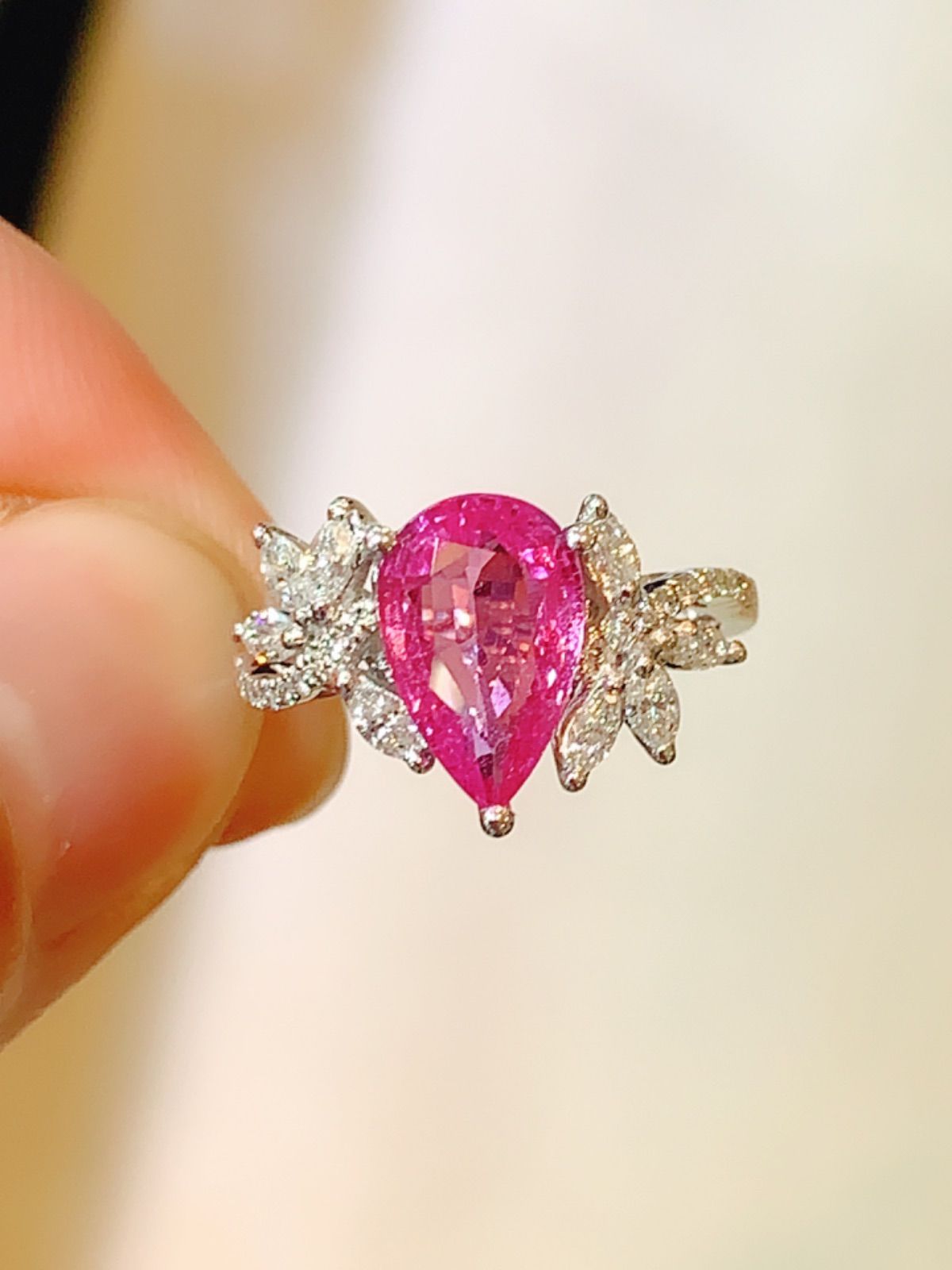 K18PT900ピンクサファイア リング K18PT900ピンクサファイア リング Pt 900ピンクサファイアリング