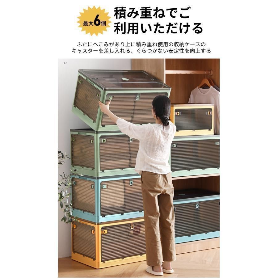 収納ケース ボックス キャスター付５方向から取り出せる 積み重ね可 折りたたみ ふた付 扉付き 衣装ケース 衣類 服 用 おもちゃ 小物 コンパクト収納[3個組] 収納ボックス 折りたたみ 5面開閉 隠れキャスター付き 新