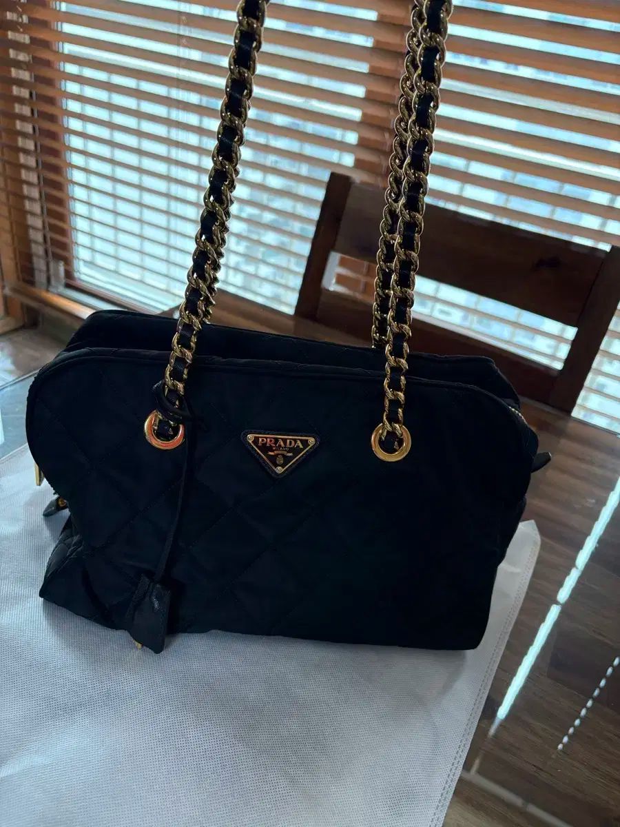 PRADA プラダ ポコノ ナイロン キルティング チェーン ショルダーバッグ