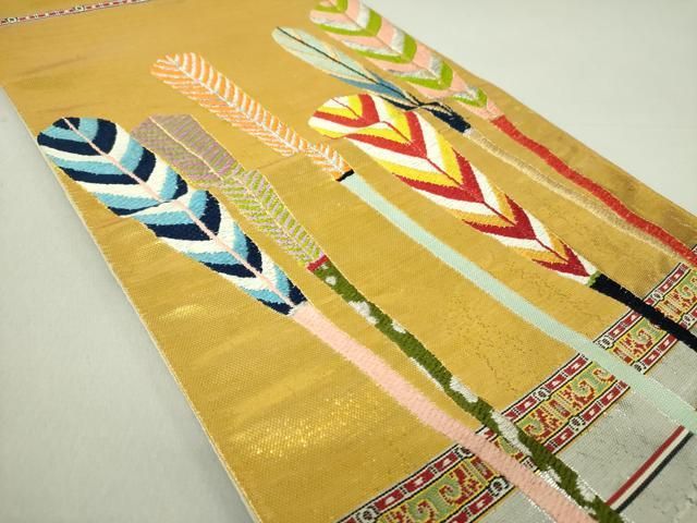 平和屋着物○龍村平蔵製 六通柄 本袋帯 大祝矢 金銀糸 正絹 逸品