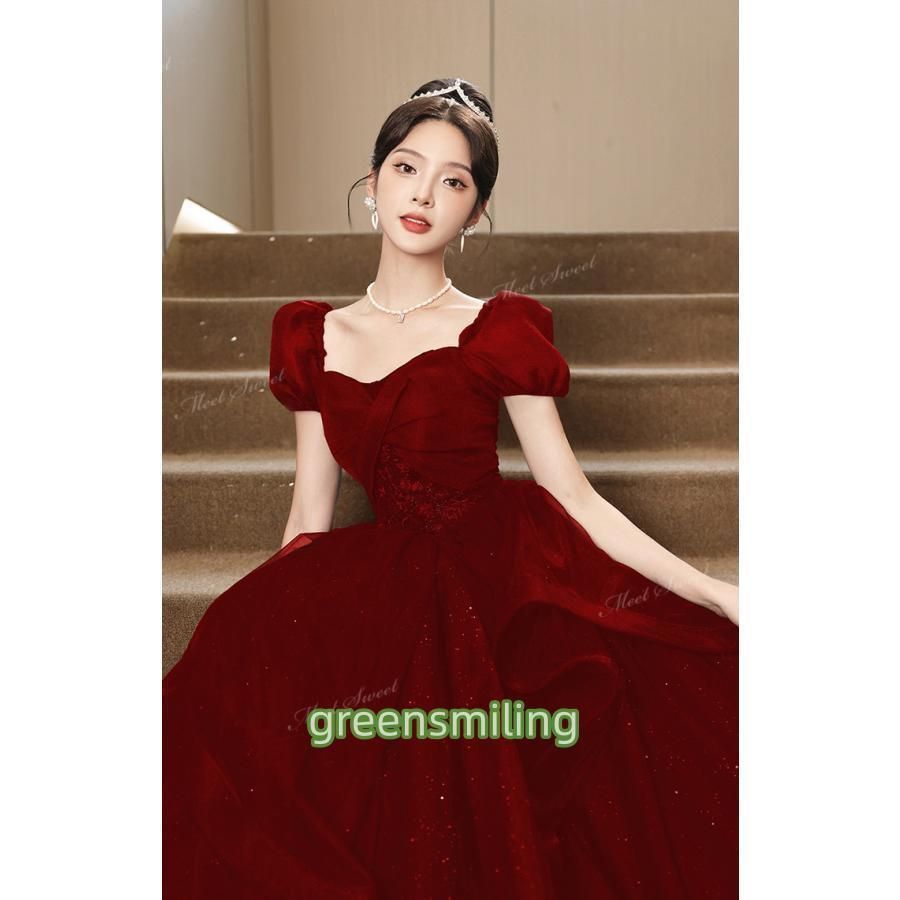 ワインレッド パフスリーブ