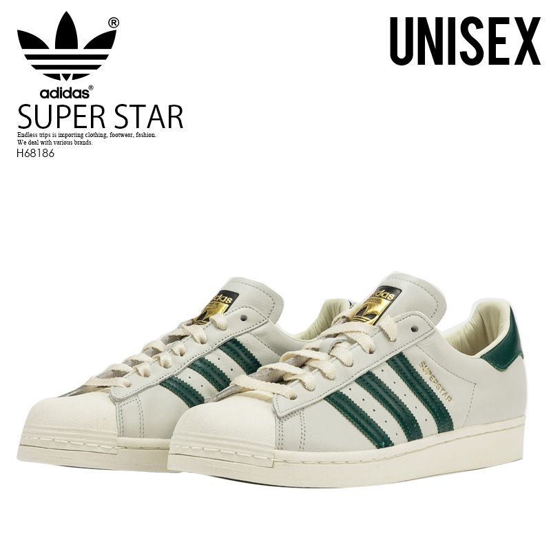 【訳あり】adidas（アディダス）SUPERSTAR (スーパースター) メンズ レディース シューズ スニーカー OWHITE/CGREEN/OWHITE (ホワイト/グリーン) H68186 【※箱ダメージ、もしくは別箱でのお届け】