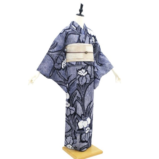 【未使用】手縫い 有松鳴海絞り 浴衣 身丈162 裄66 手ぬい 絞り 未使用品】手縫い 有松鳴海絞り 浴衣 身丈161｜藍色 水色 白