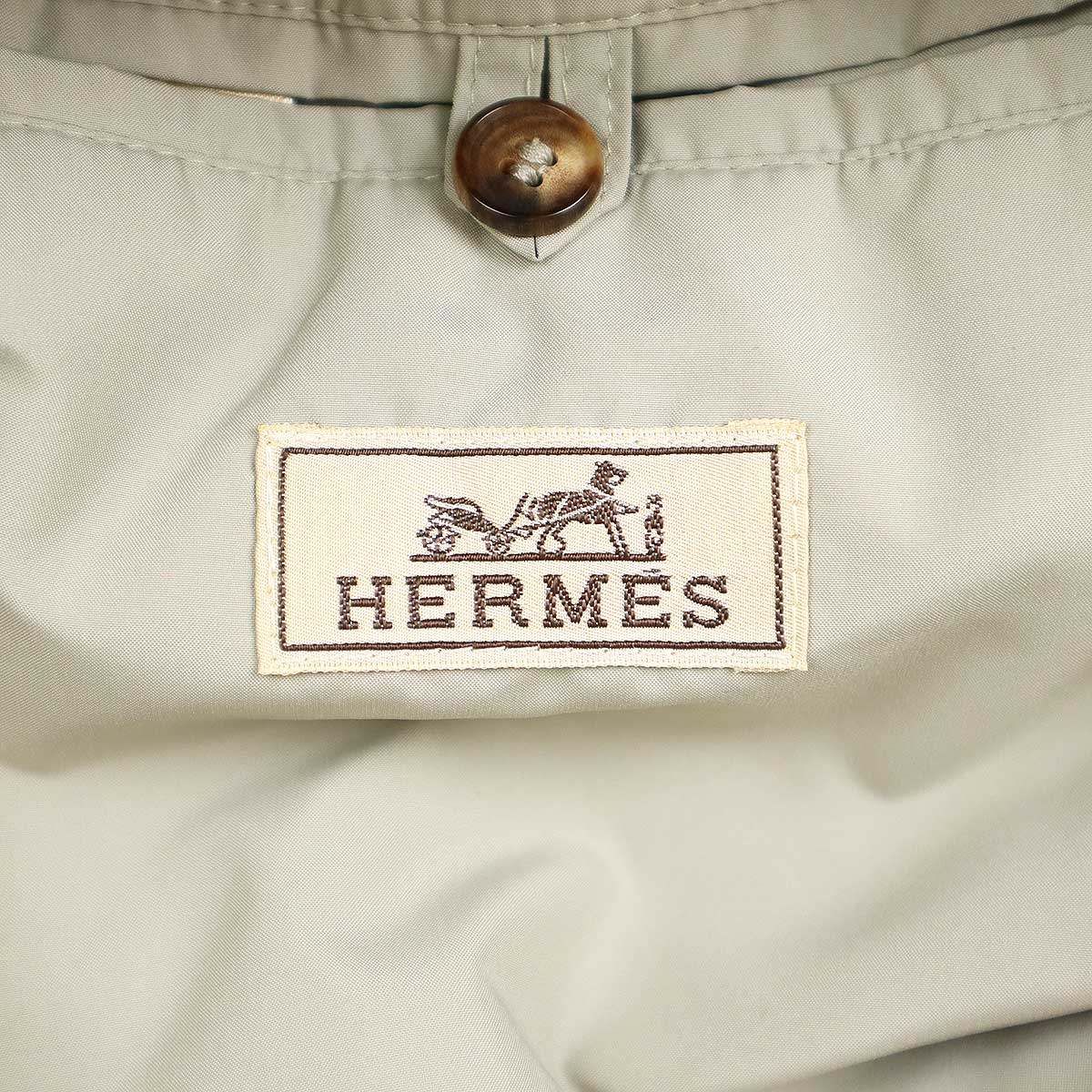 HERMES エルメス レザートリム中綿入りステンカラーコート ベージュ 50 - メルカリ