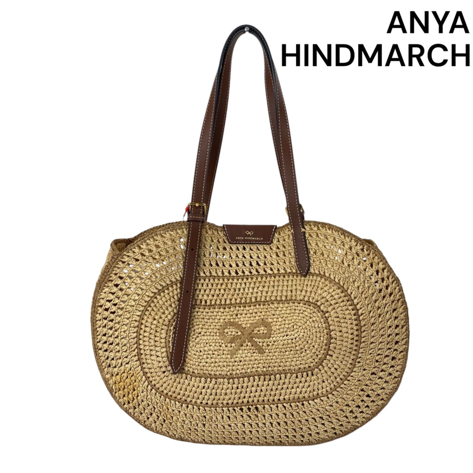 新品未使用 アニヤハインドマーチ ラフィア・ラウンド・ボウ