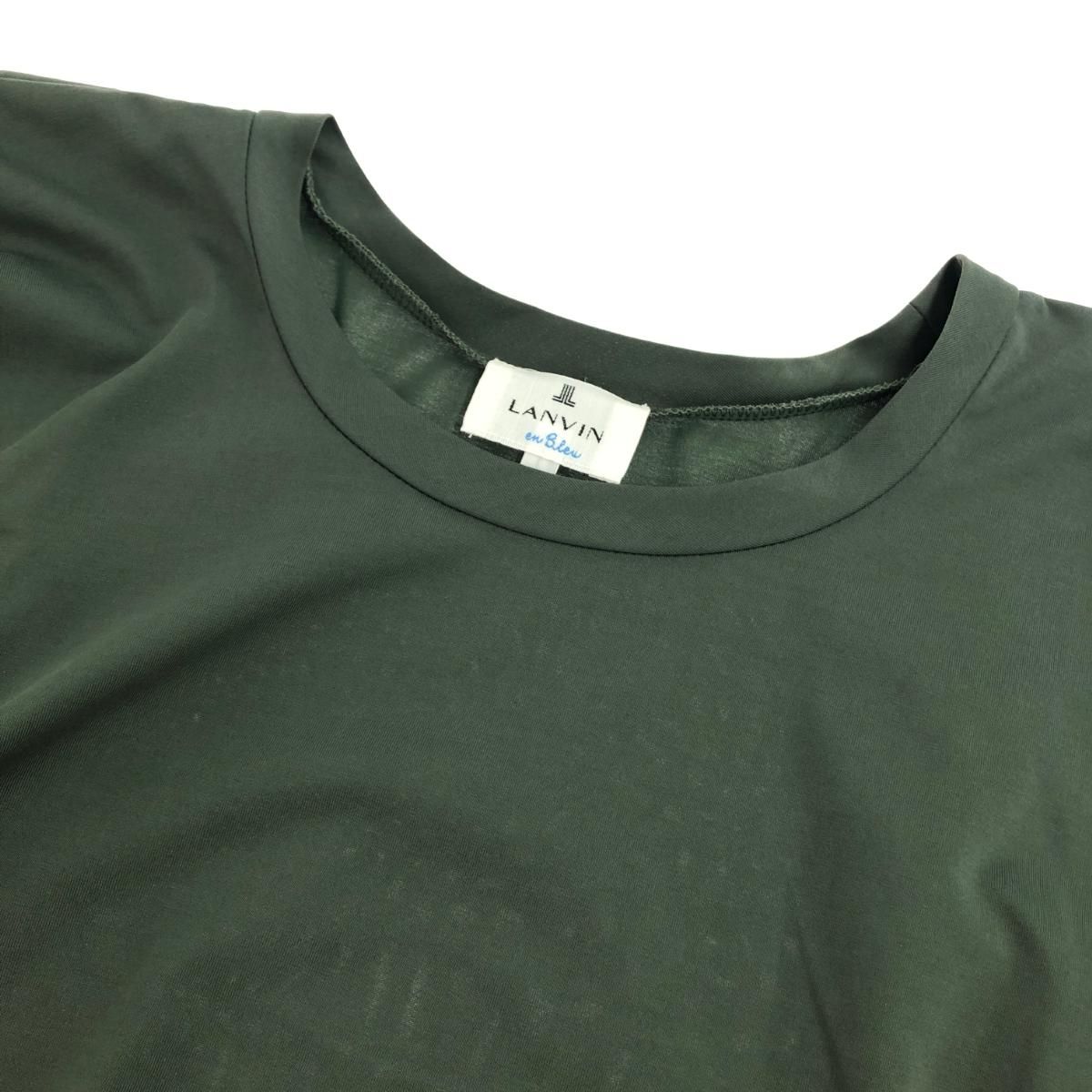 良好 LANVIN en Bleu ランバンオンブルー ギャザーグログランドロスト カットソー サイズ:38 3246714 カーキ  レディース 　240001150445 良好 LANVIN en Bleu ランバンオンブルー ギャザーグログランドロスト