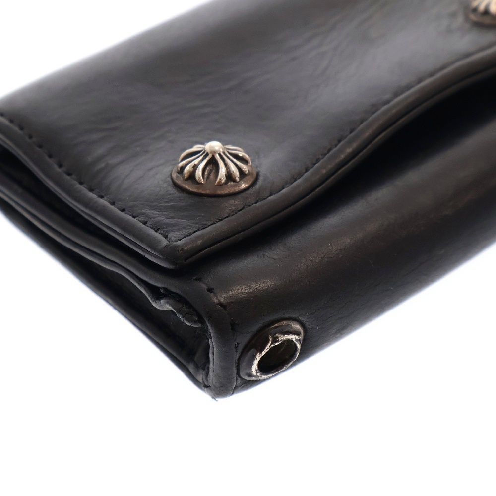 CHROME HEARTS (クロムハーツ) 3FOLD WALLET 3フォールド クロスボールボタン レザーウォレット 三つ折り財布 ブラック