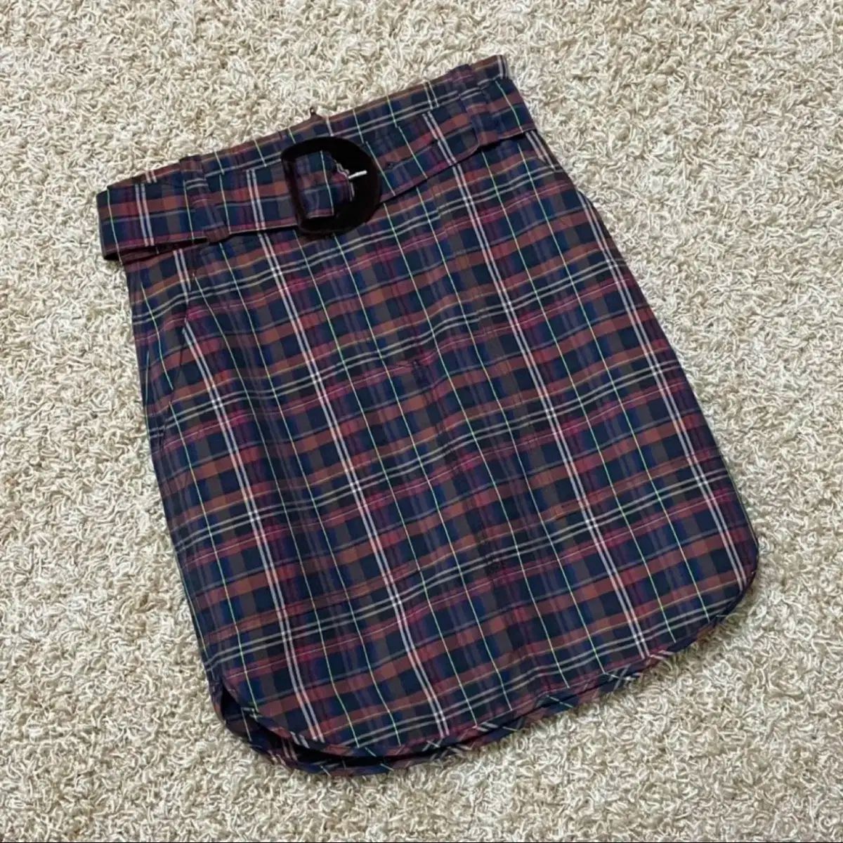 Sandro 正規品 ベルト付きチェック柄スカート 43size|S