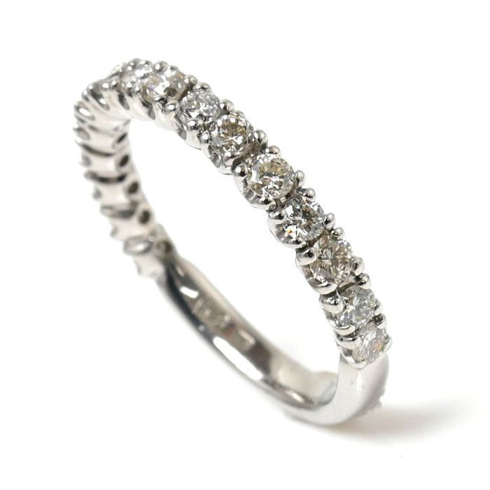 K18WG ホワイトゴールド ハーフエタニティ リング・指輪 ダイヤモンド