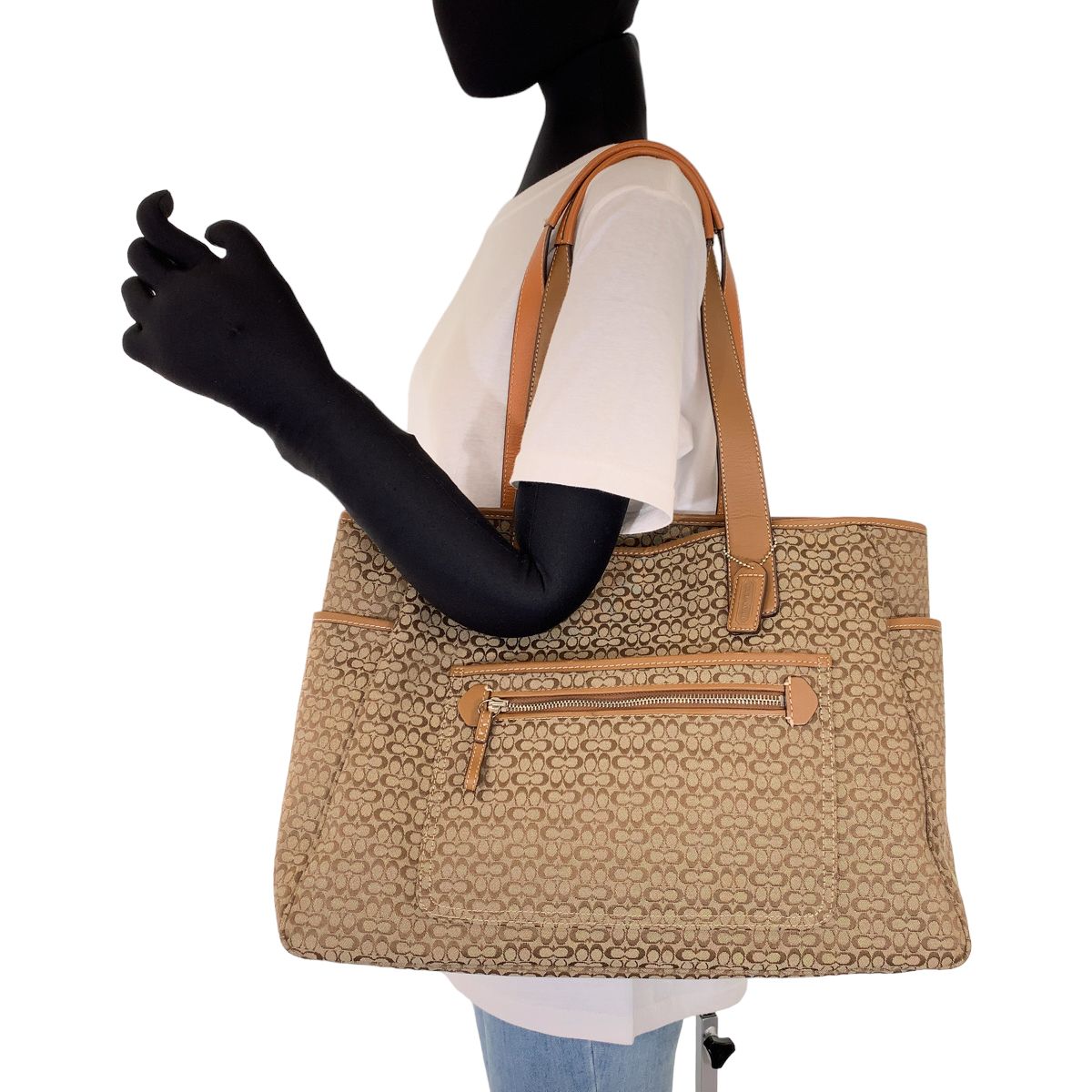 COACH コーチ ミニシグネチャー ブラウン 茶 キャンバス レザー 5707 