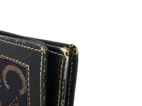希少 美品 セリーヌ CELINE 折財布 C 馬車 キャンバス ヴィンテージ CELINE セリーヌ ヴィンテージ Cサルキー 馬車金具 キャンバス