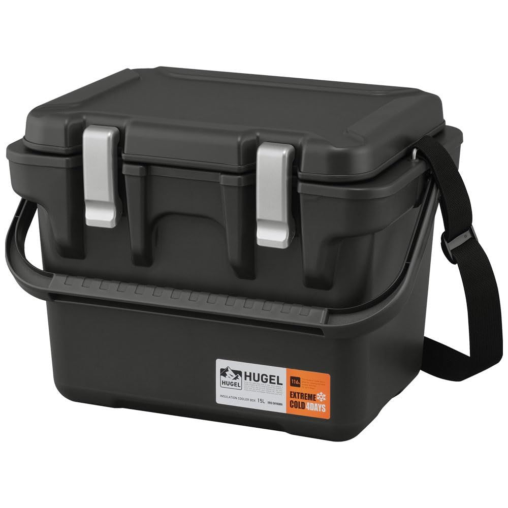 HUGEL 真空断熱クーラーボックス 15L VITC-15 チャコールグレー チャコールグレー 15L 肩掛けベルト付き