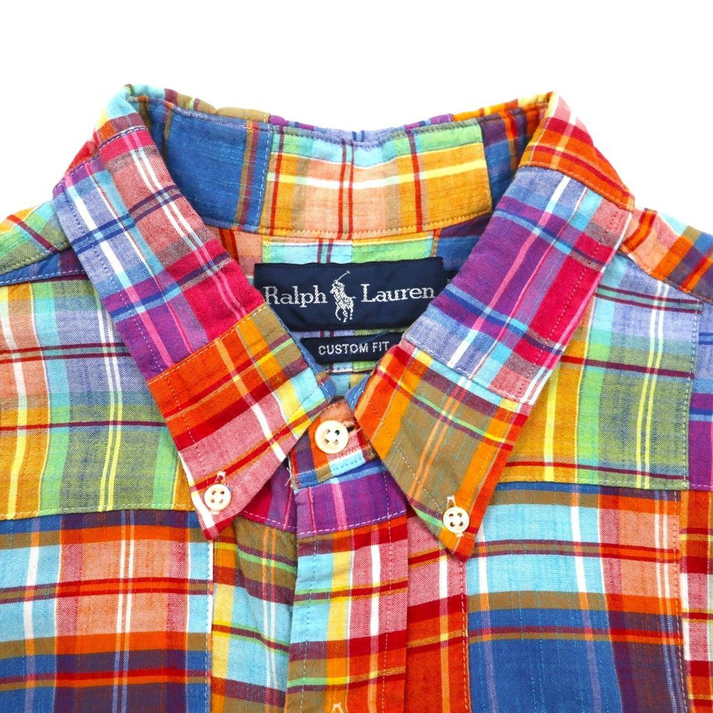 90's Ralph Lauren パッチワーク ボタンダウンシャツ XL 90's Polo Ralph Lauren パッチワーク ボタンダウンシャツ
