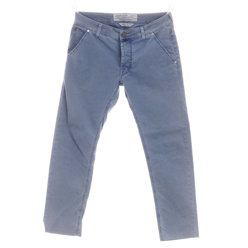 【中古】ヤコブコーエン JACOB COHEN ストレッチ コットン 5ポケットパンツ ライトブルーxダークアッシュブラウン系【サイズ33】【メンズ】