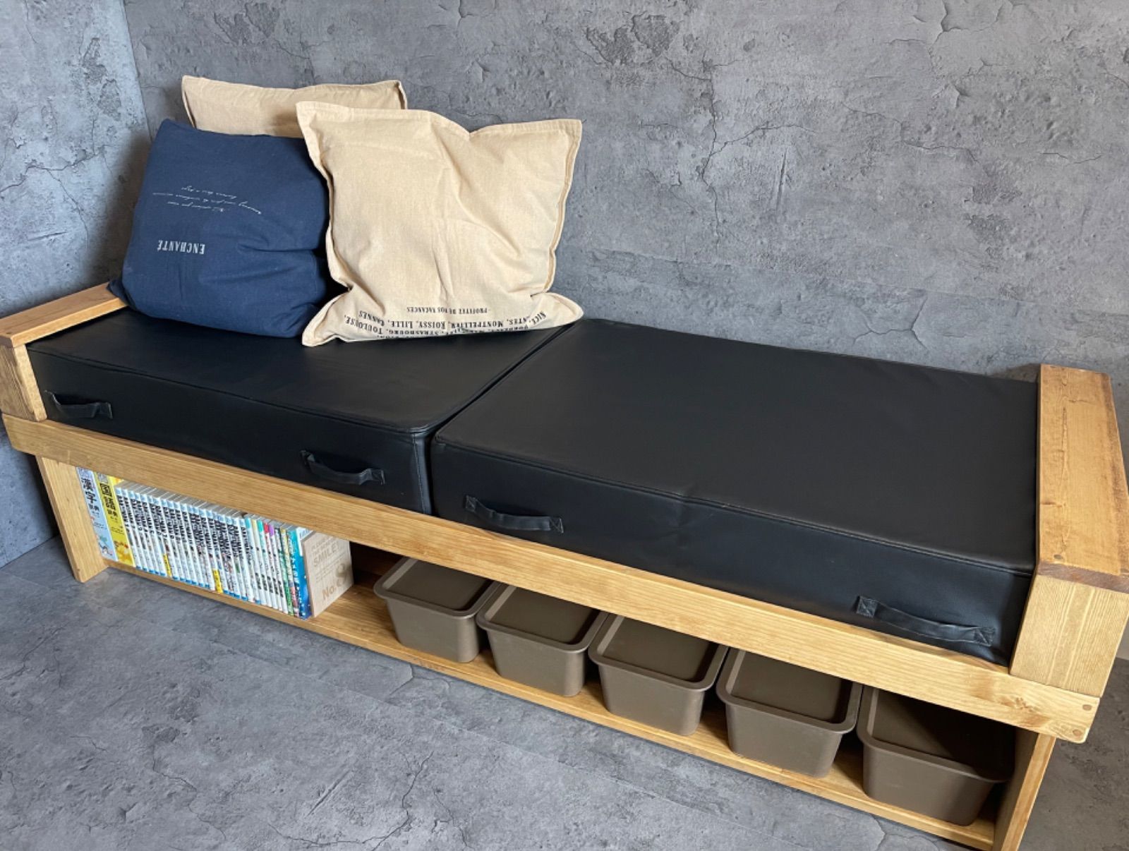 1台4役変身ソファ『ソファラック2P』ソファ×収納ラック×テーブル×プレイデスク ced4007aecc0131c8ea2b86a4937af