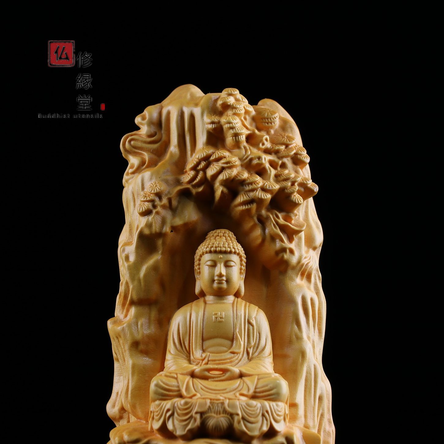 木彫 仏像 阿弥陀三尊立像 彫刻 仏教工芸品 柘植材 【公式通販】