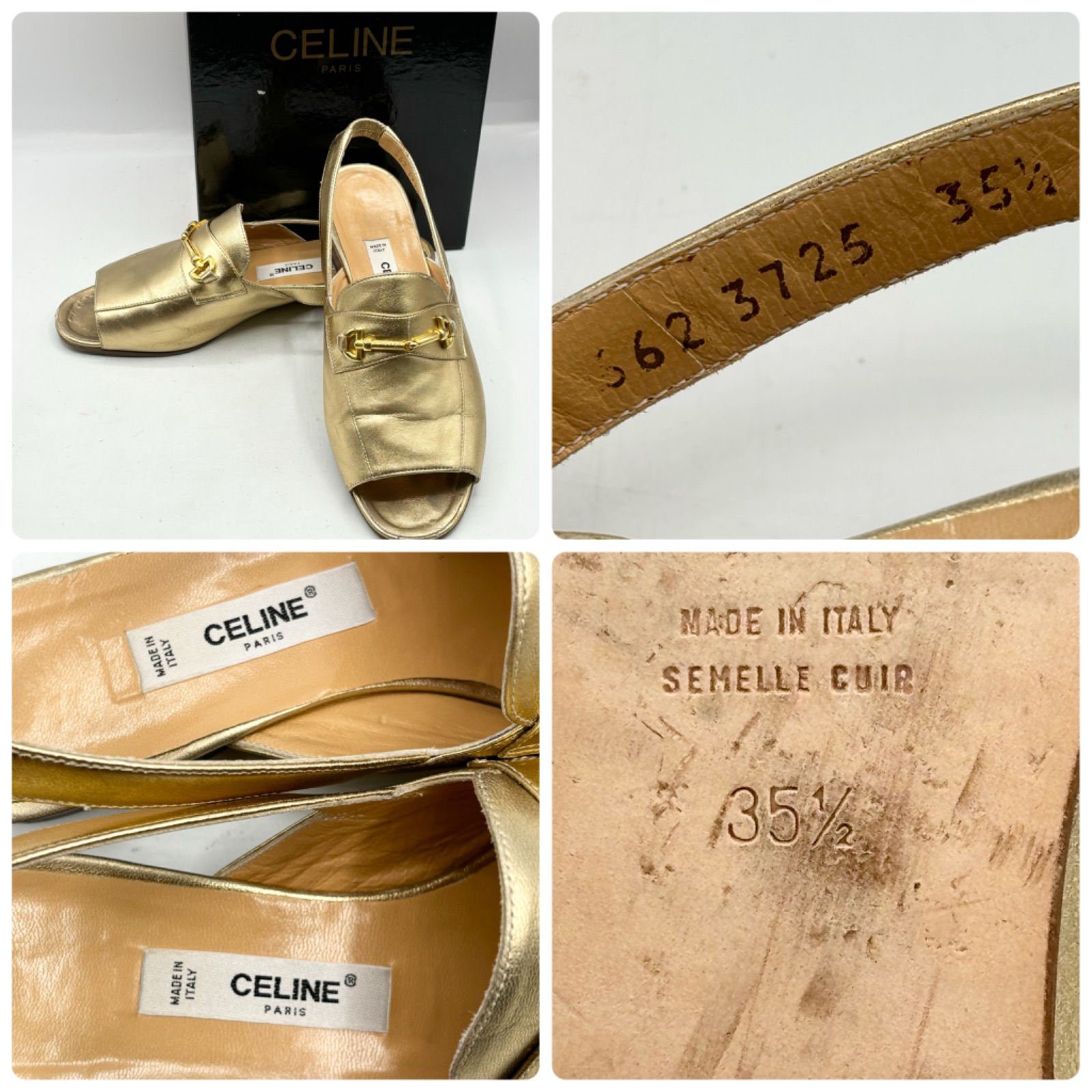 ★CELINE★レザー サンダル スタッズ付き CELINE】スタッズ レザー サンダル 靴・ブーツ・サンダル