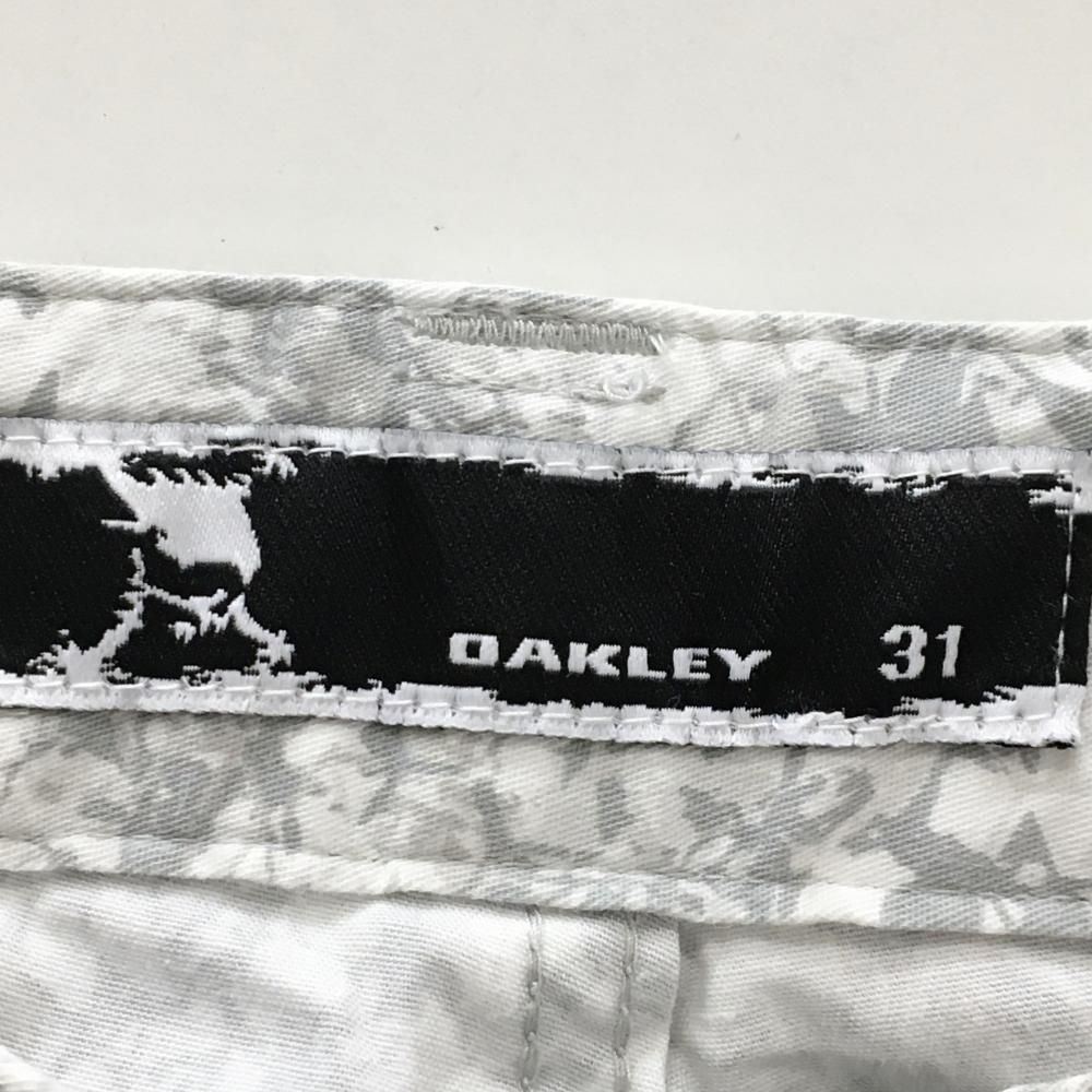 値下げオークリー パンツ 白×グレー 総柄 ティー装着可 ロゴ刺しゅう メンズ 31 ゴルフウェア Oakley