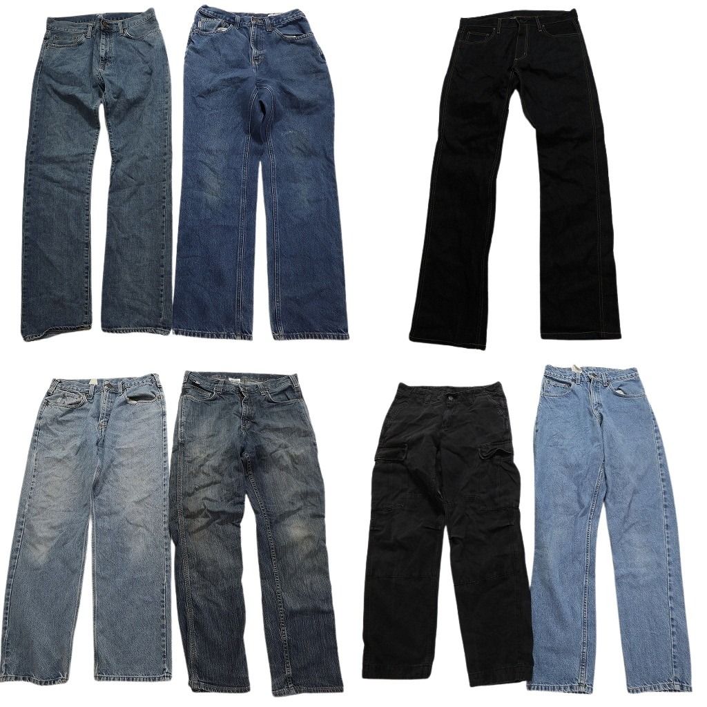 古着卸 まとめ売り カーハート Carhartt デニム パンツ 7枚セット メンズ 28 |30 |32 インディゴブルー カーゴ 古着 NC1300
