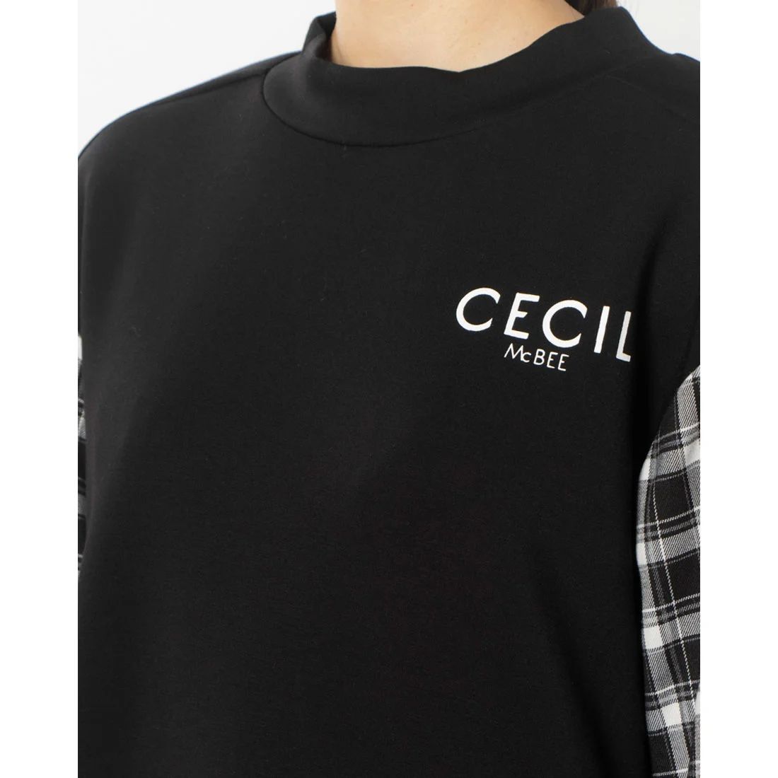 ダンボールチェック切替モックネックスウェット