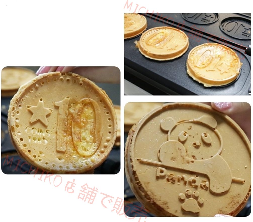  商業用LPGガス漫画パンダラウンドコインワッフルメーカーベーキングマシン 家庭用 業務用 PSE認証 型抜き 料理型 調理器具