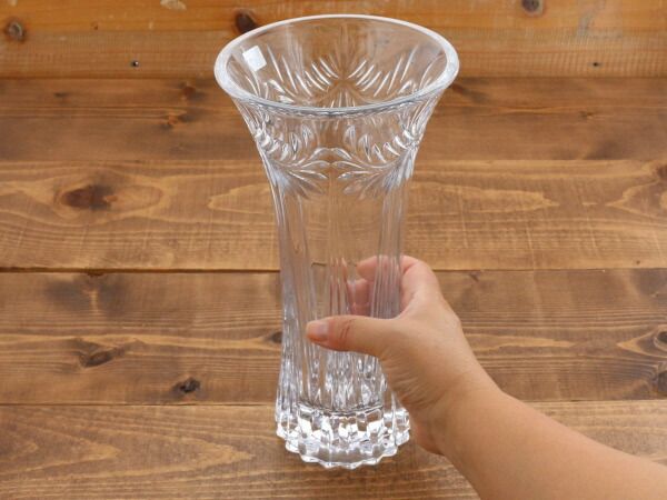 花瓶 25cm カットグラス ガラス花瓶 チェコ製 ガラス製 上品