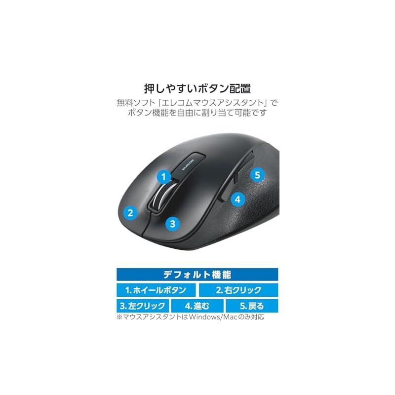 エレコム マウス ワイヤレス (レシーバー付属) Lサイズ 5ボタン (戻る・進むボタン搭載) 静音 BlueLED 握りの極み ブラック M-XGL10DBSBK Amazon.co.jp: エレコム マウス ワイヤレス (レシーバー付属) L