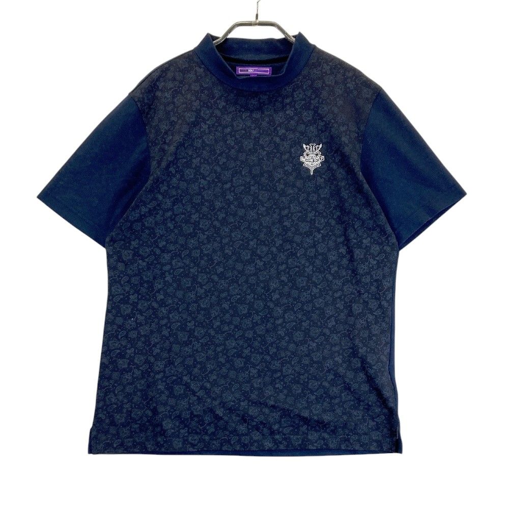 サイズ：L BEAMS GOLF ビームスゴルフ  ハイネック 半袖Tシャツ ペイズリー柄 ネイビー系 [240101377338] ゴルフウェア メンズ ストスト サイズ：L BEAMS GOLF ビームスゴルフ ハイネック 半袖Tシャツ