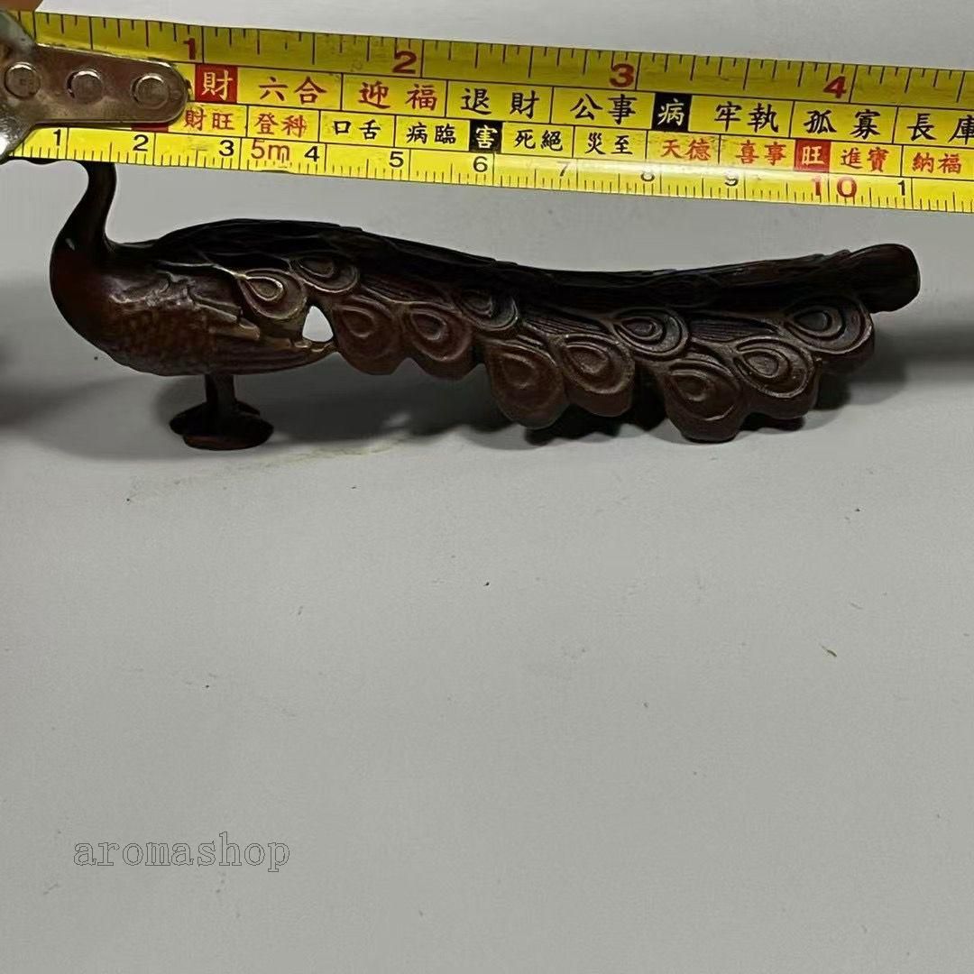 銅器 孔雀百鳥之王 富貴吉祥 鎮宅納福 鎮紙 鎮尺 筆架 工芸品