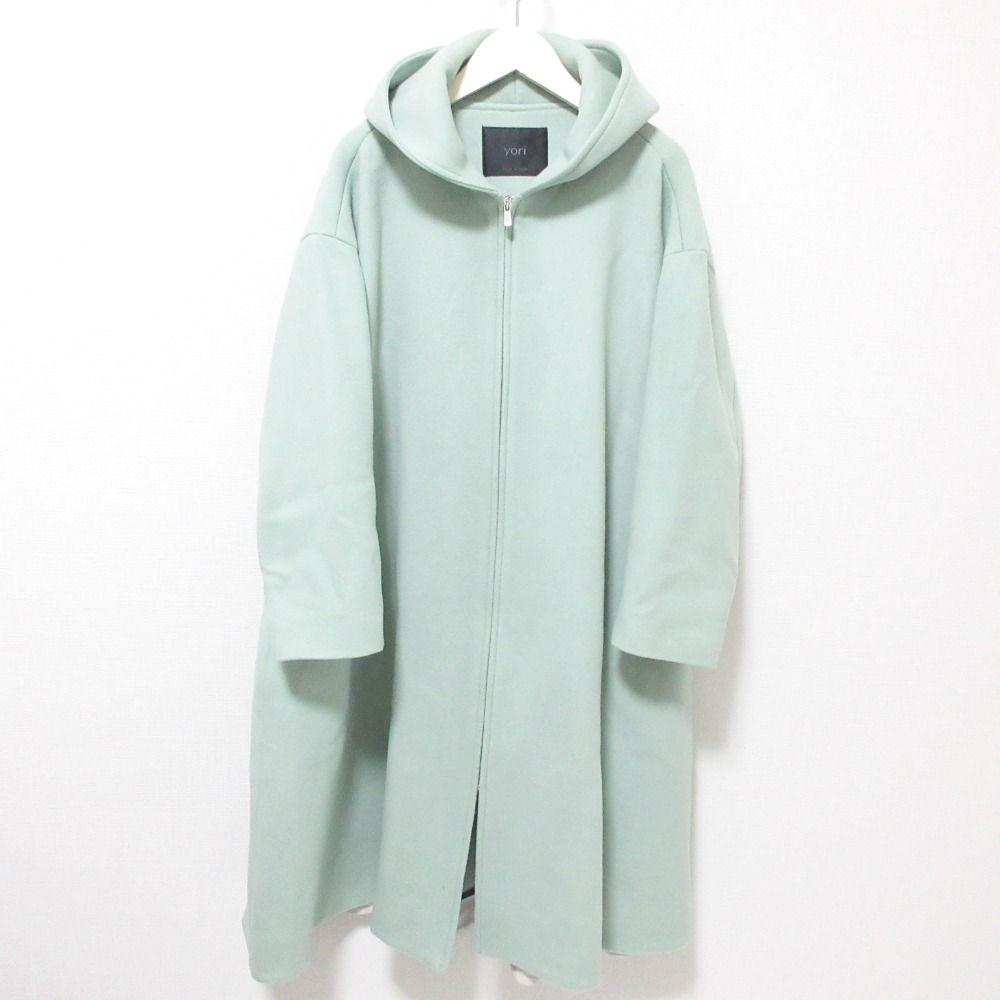 美品 yori ヨリ カシミヤブレンド ダブルフェイス フーディーコート