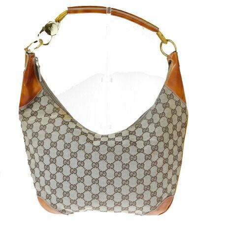 【中古】 グッチ(Gucci) GG柄 キャンバス，パテントレザー ショルダーバッグ ブラウン 08GB338