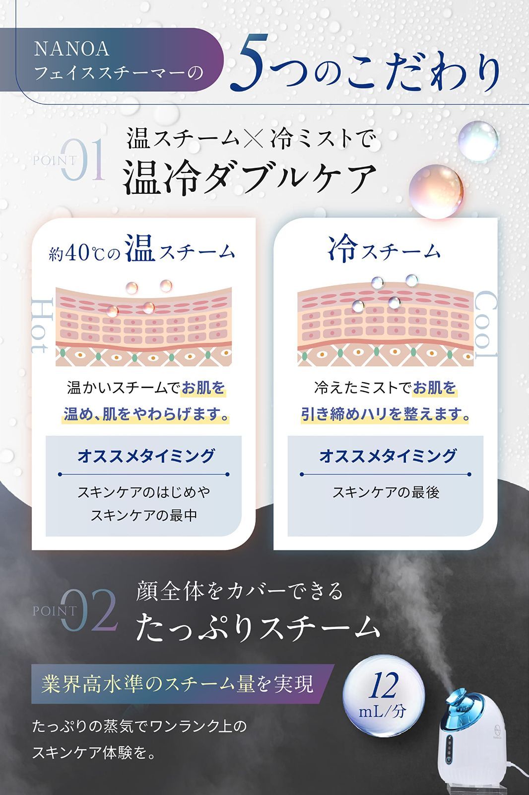 温冷 スチーマー 濃密ナノミスト 美容 保湿 皮膚科医が大注目の 水道水