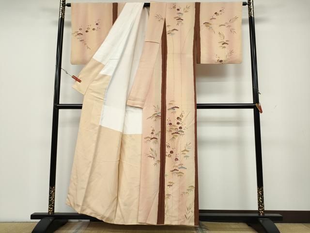 平和屋着物○訪問着 駒刺繍 絞り 松竹梅 金彩 正絹 逸品 CAAY4903ut 未着用