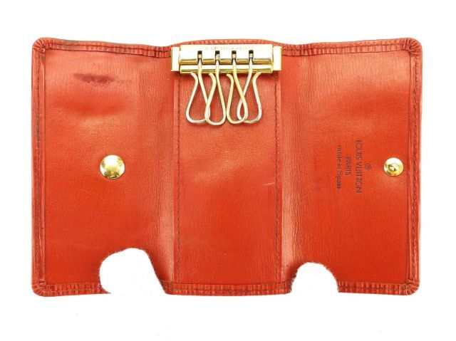 鑑定済 ルイヴィトン モノグラム レッド キーケース 4連 LOUIS VUITTON モノグラム エピ ブラック レザー 4連キーケース ルイ
