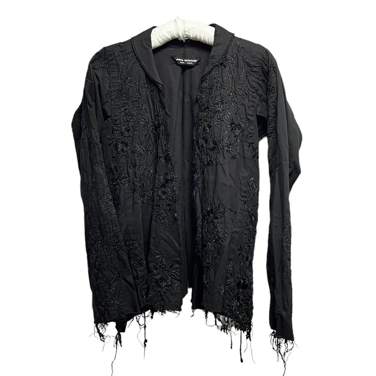 JUNYA WATANABE ジュンヤワタナベ 05SS 花柄刺繍カットオフコットンジャケット JO-J007 M ブラック 3476