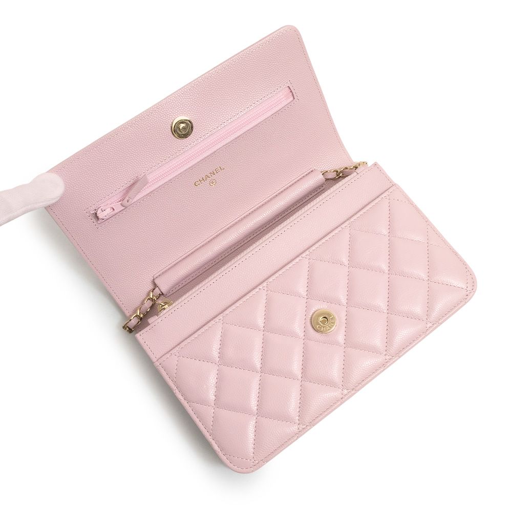 CHANEL チェーンウォレット ショルダー ゴールド金具 ピンク シャネル マトラッセ ココマーク チェーンウォレット ショルダー