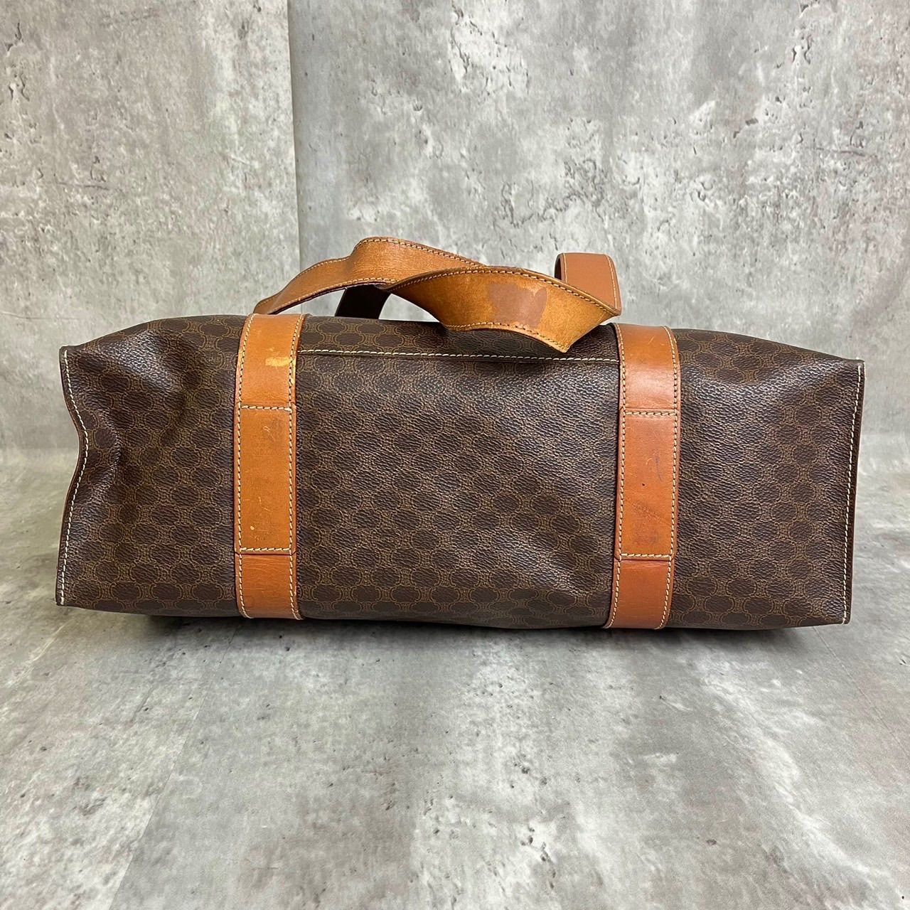 CELINE トートバッグ　大容量　A4可　レザー　マカダム　ゴールド金具 セリーヌ CELINE マカダム トート バッグ PVC レザー ブラウン