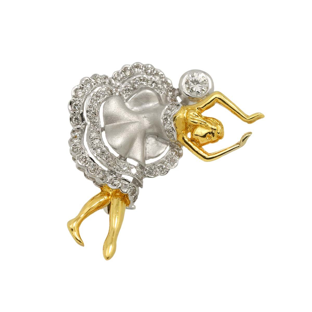 K18WG K18ブローチ K18WG K18 胡蝶蘭モチーフ ブローチ Antique