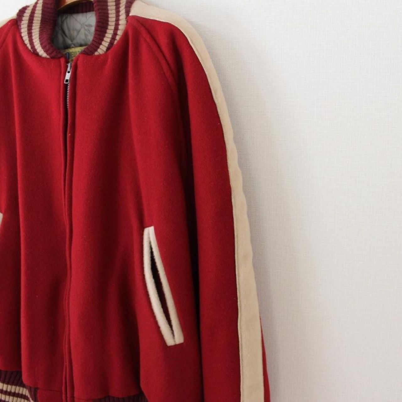 HEWITT MFG ヒューイット メルトンスタジャン USA製 赤に一部エンジ