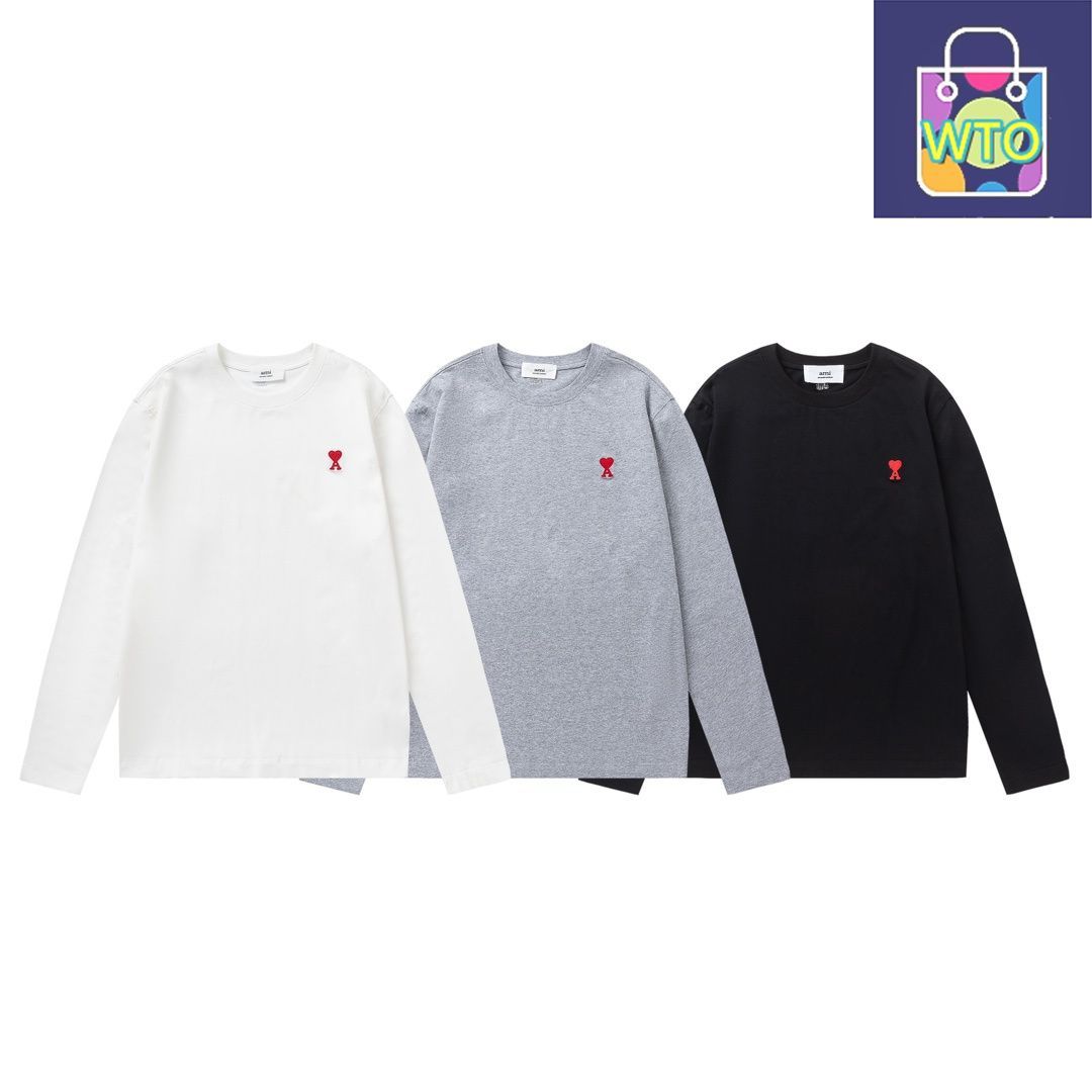 【新品未使用】ami 長袖Tシャツ ホワイト ハート刺繍 Lサイズ アミパリス Ami Paris ami paris Tシャツ UTS205.726 長袖