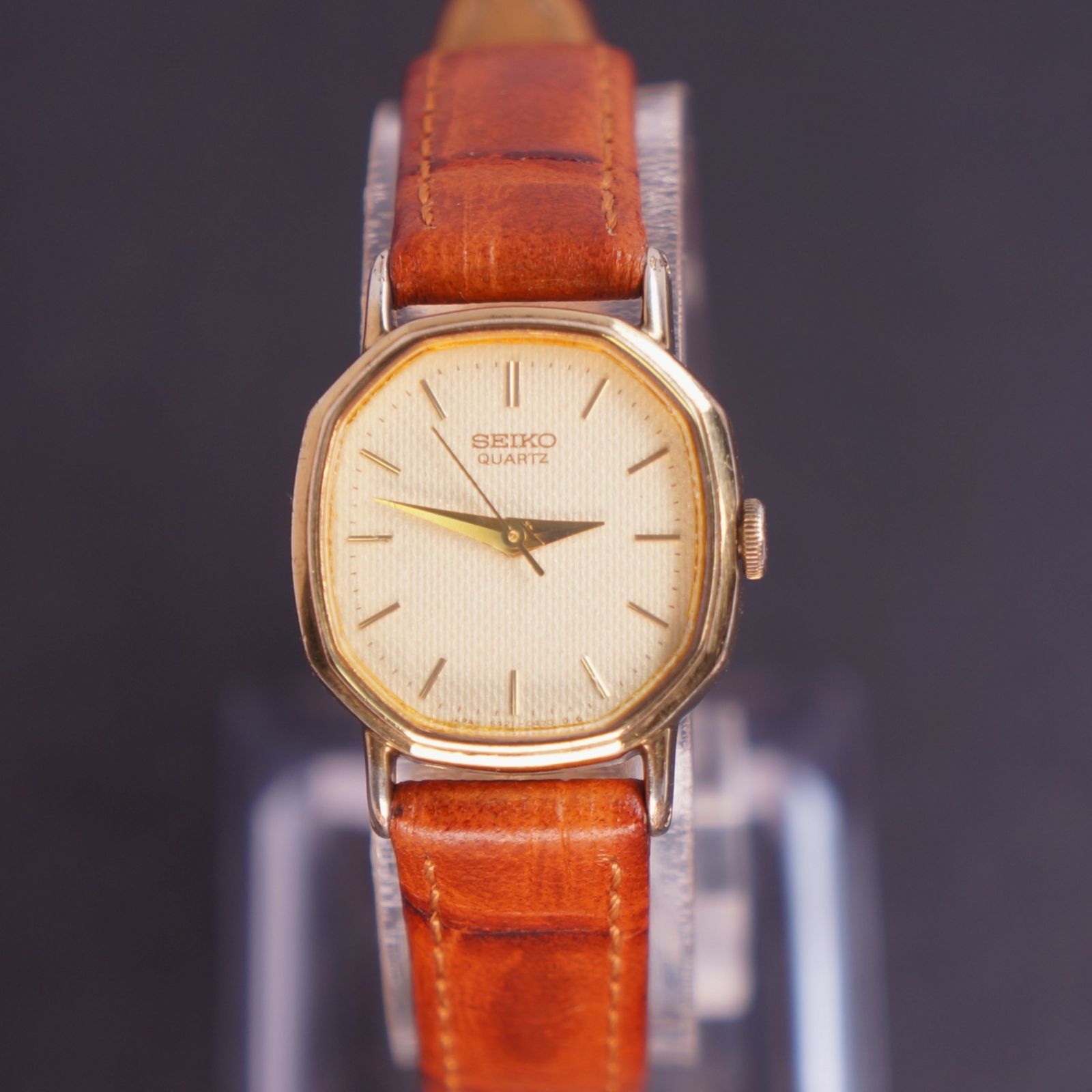 【稼働品】セイコー EXCELINE アンティーク 1Pダイヤ　電池交換済 稼働品】SEIKO アンティーク レディース腕時計 電池交換済