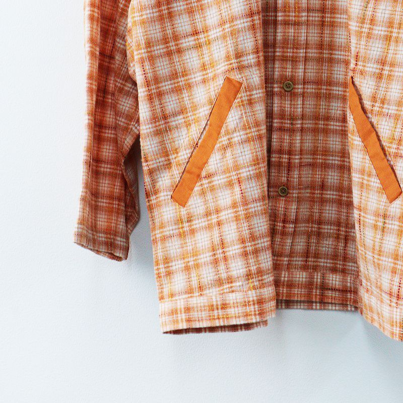 KarlHelmut メンズ　オレンジチェックシャツ カールヘルム Karl Helmut ワッペン チェック柄 長袖 ボタンダウン