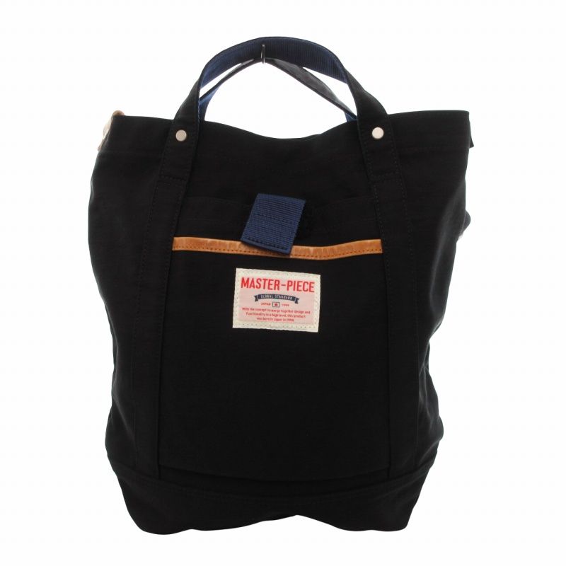 マスターピース MASTERPIECE LINK 美品 2WAY ショルダーバッグ ハンド ロゴ パッチ ナイロン 02344 黒 ブラック /HO 0127