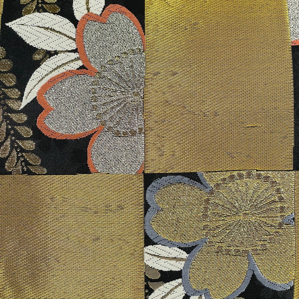 袋帯 秀品 桜 桜の花びら 唐織 金糸 クリーム 六通 正絹 【中古】 袋帯