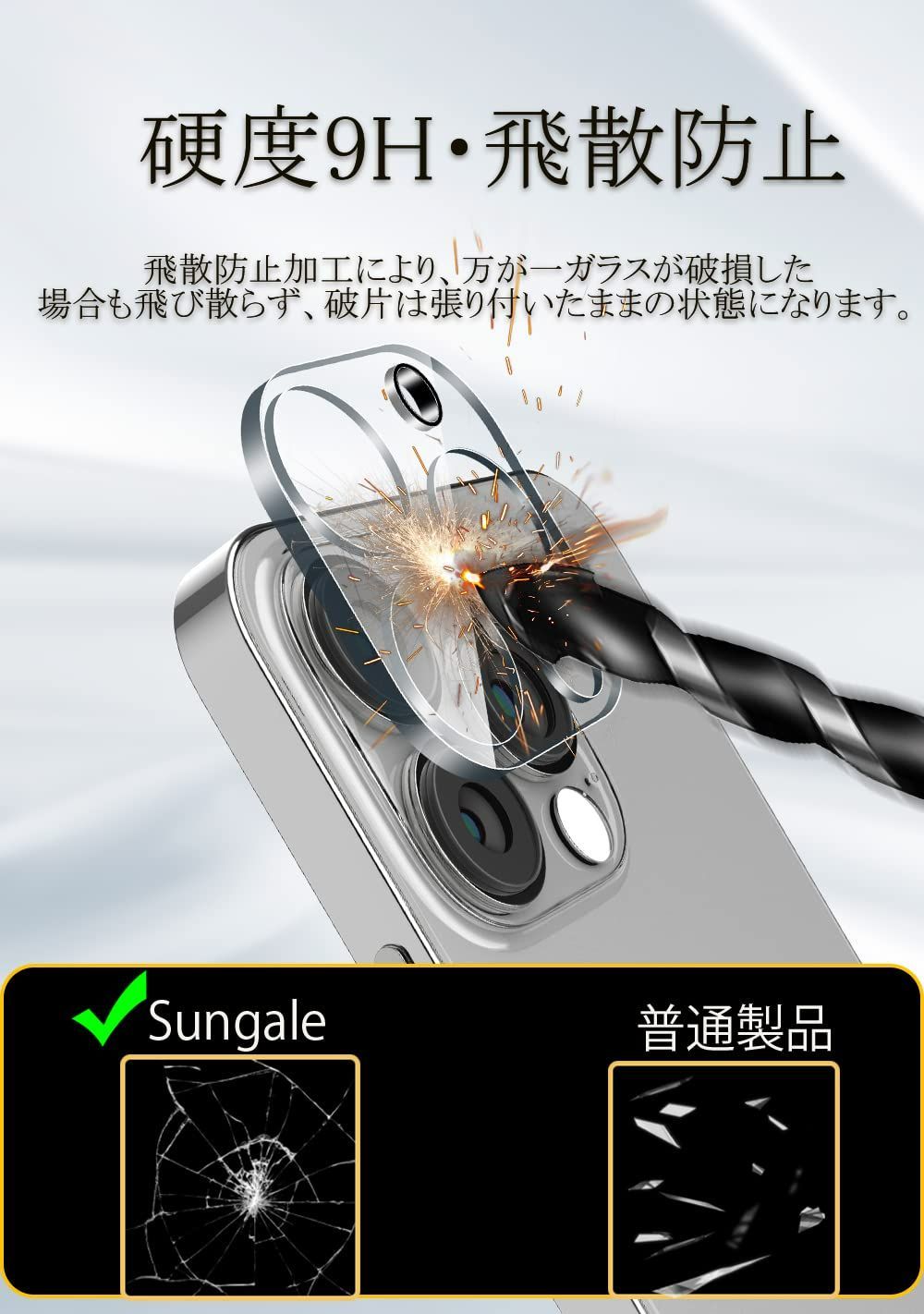 『2023年改良モデル』Sungale iPhone13 Pro   iPhone13 Pro Max 用 カメラフィルム レンズ 保護カバー ?化ガラス 極薄 日本旭硝子製 アイフォン13プロ アイフォン13プロマックス 用 カメラ保護 全面