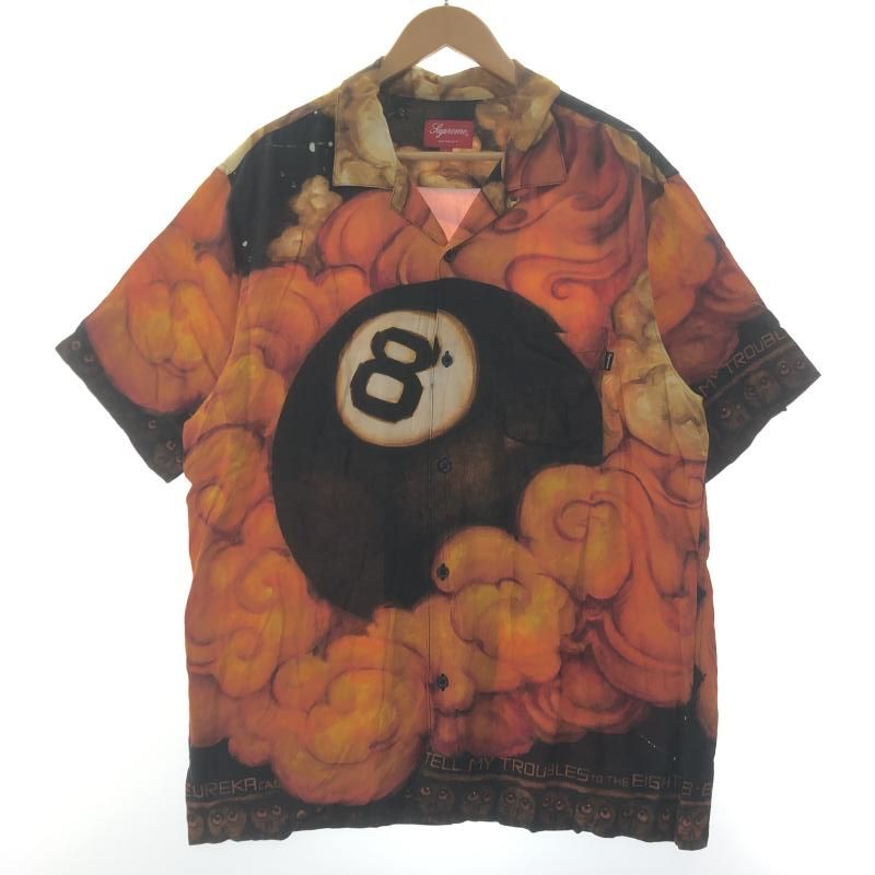 Supreme 19FW Martin Wong Supreme 8-Ball Rayon S S Shirt 半袖シャツ L オレンジ シュプリーム 10