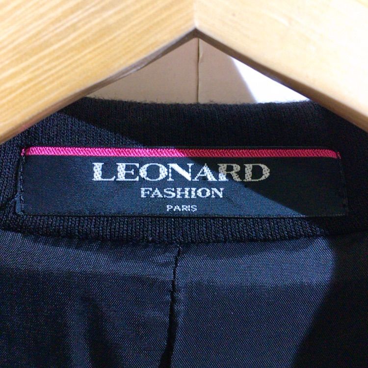 美品】LEONARD レオナール キルティングジャケット 黒 ブラック 花柄