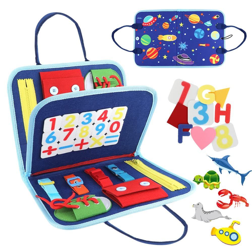 【在庫処分】靴紐結び 服の着り方 ボタン ジッパー 幼児 知育玩具 学習 教育 教具 お着替えの練習 五感 発達 大量72セットシール付き 男の子 女の子 子ども ビジーボード 洗える 柔軟 モンテ