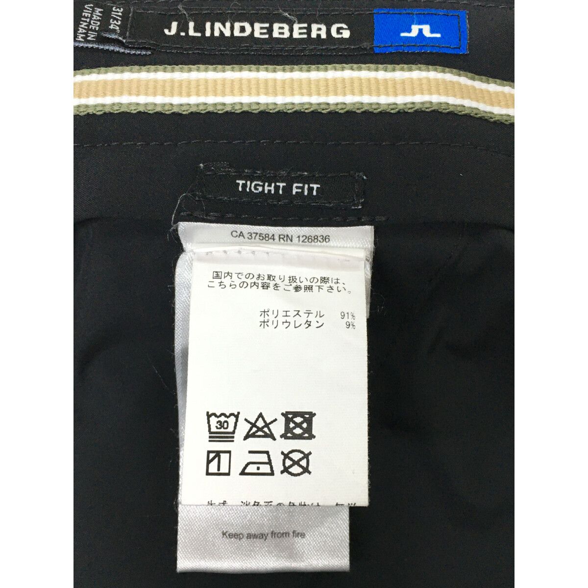 中古 メンズ ジェイリンドバーグ J.LINDEBERG パンツ 31インチ 黒 ブラック ストレッチ シンプル