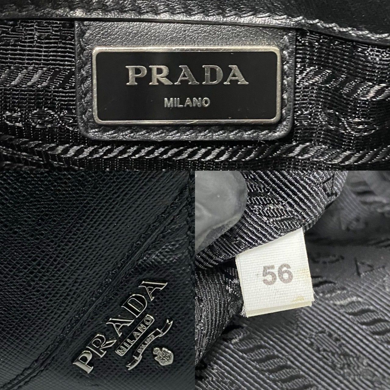 極 美品 希少品 PRADA プラダ ロゴ 金具 サフィアーノ レザー 本革